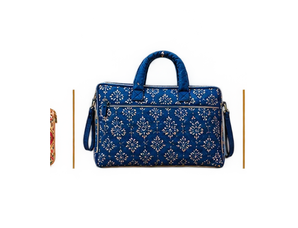 Blue patterned laptop bag